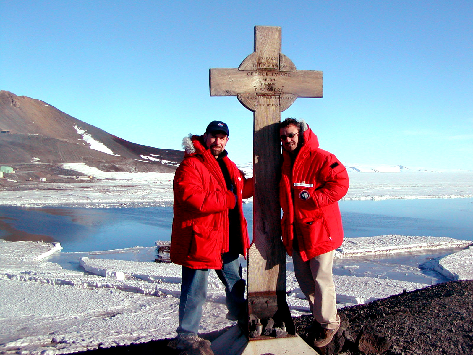 Mike and I at Discovery Station marker - McMurdo Antarctica